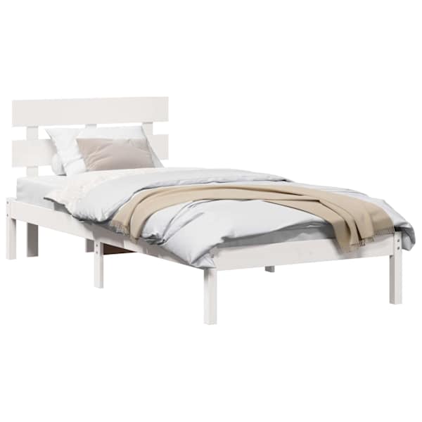vidaXL Voodi raam peaga Valge 80 x 200 cm M&auml;nnipuit