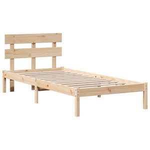 Rám postele s čelo Hnědá 100 x 200 cm Masivní borové dřevo - obrázek 4