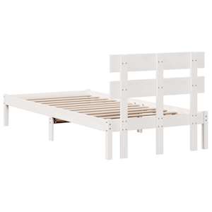 Rám postele s čelo Bílá 75 x 190 cm Masivní borové dřevo - obrázek 7