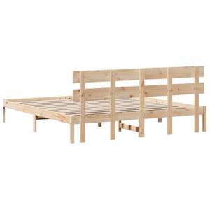 Rám postele s čelo Hnědá 200 x 200 cm Masivní borové dřevo - obrázek 7