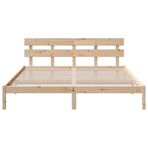 Rám postele s čelo Hnědá 200 x 200 cm Masivní borové dřevo - obrázek 3