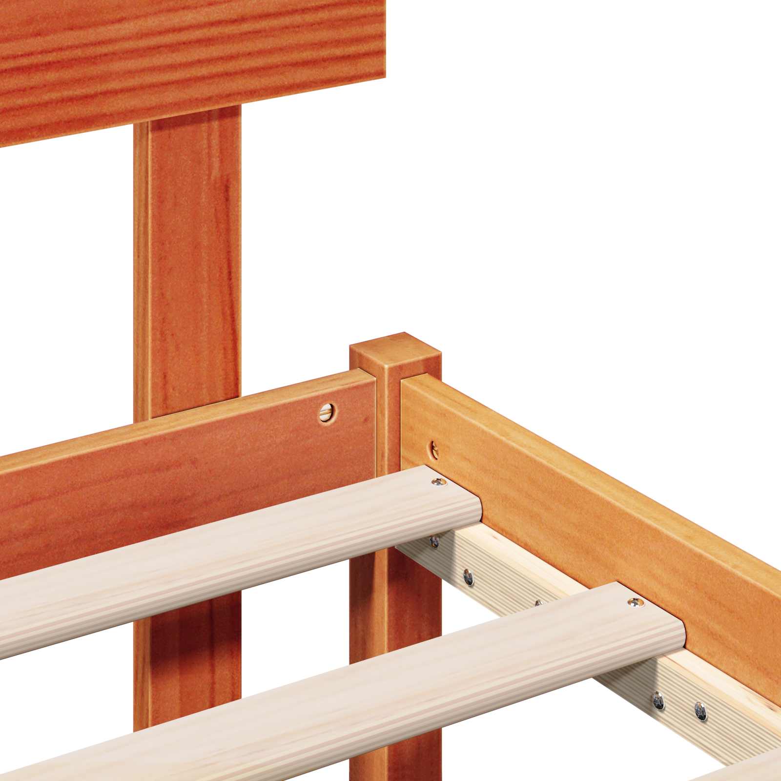 Sängyn runko päätyllä Ruskea 200 x 200 cm Täysi Mänty - Image 9