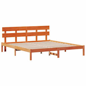 Rám postele s čelo Hnědá 200 x 200 cm Masivní borové dřevo - obrázek 2