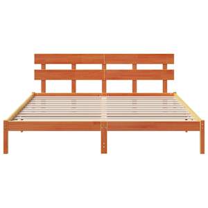 Rám postele s čelo Hnědá 200 x 200 cm Masivní borové dřevo - obrázek 4