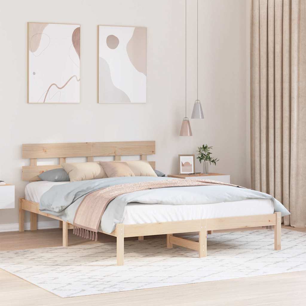 voodiraam peatoega 150x200 cm Tugev puu männipuit