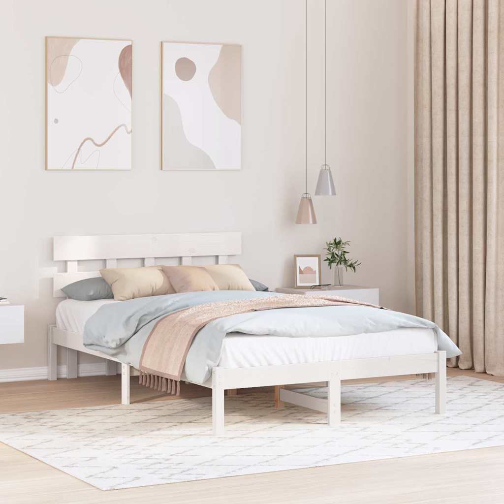 Voodiraam Peatsiga Valge 140x190 cm Tahke Männipuit