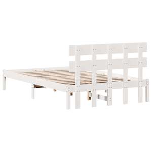 Rám postele s čelo Bílá 140 x 190 cm Masivní borové dřevo - obrázek 7