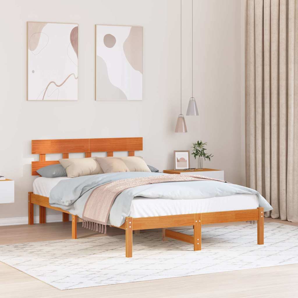 Voodiraam Peatoega Vahatatud Pruun 140x190 cm Männipuidust