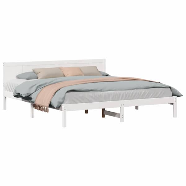 vidaXL Voodi raam Valge 200 x 200 cm M&auml;nnipuit