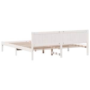 Rám postele Bílá 200 x 200 cm Masivní borové dřevo - obrázek 7