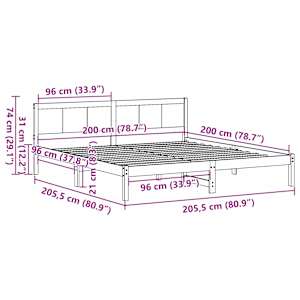 Rám postele Hnědá 200 x 200 cm Masivní borové dřevo - obrázek 10