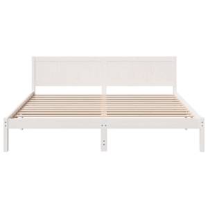 Rám postele Bílá 180 x 200 cm Masivní borové dřevo - obrázek 5