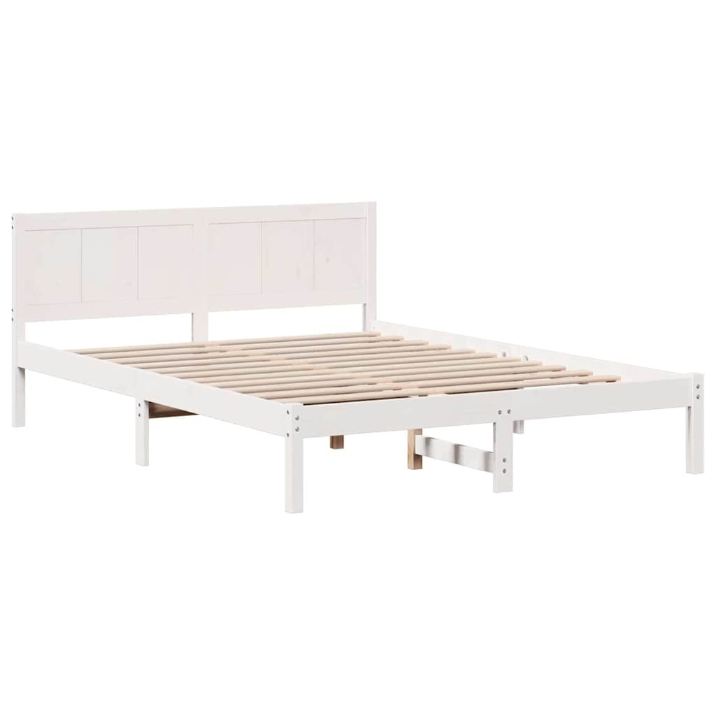  vidaXL Ágykeret Fehér 160 x 200 cm Tömör fenyőfa akciós termékkép 1