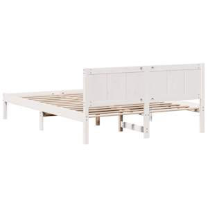 Rám postele Bílá 150 x 200 cm Masivní borové dřevo - obrázek 7