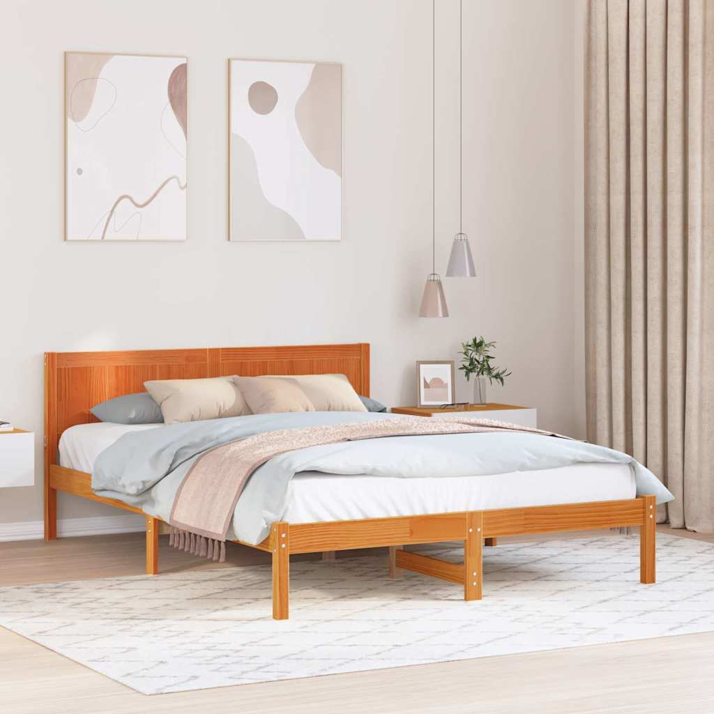 vidaXL Cadru de pat Maro 150 x 200 cm Lemn masiv de pin