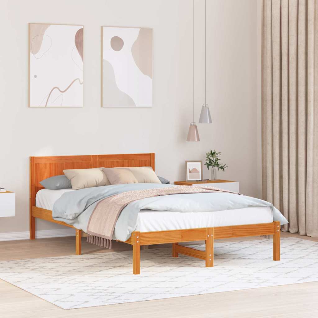 Vahatatud Prune Voodiraam Vahatatud Pruun Tugev Puit 120 x 200 cm