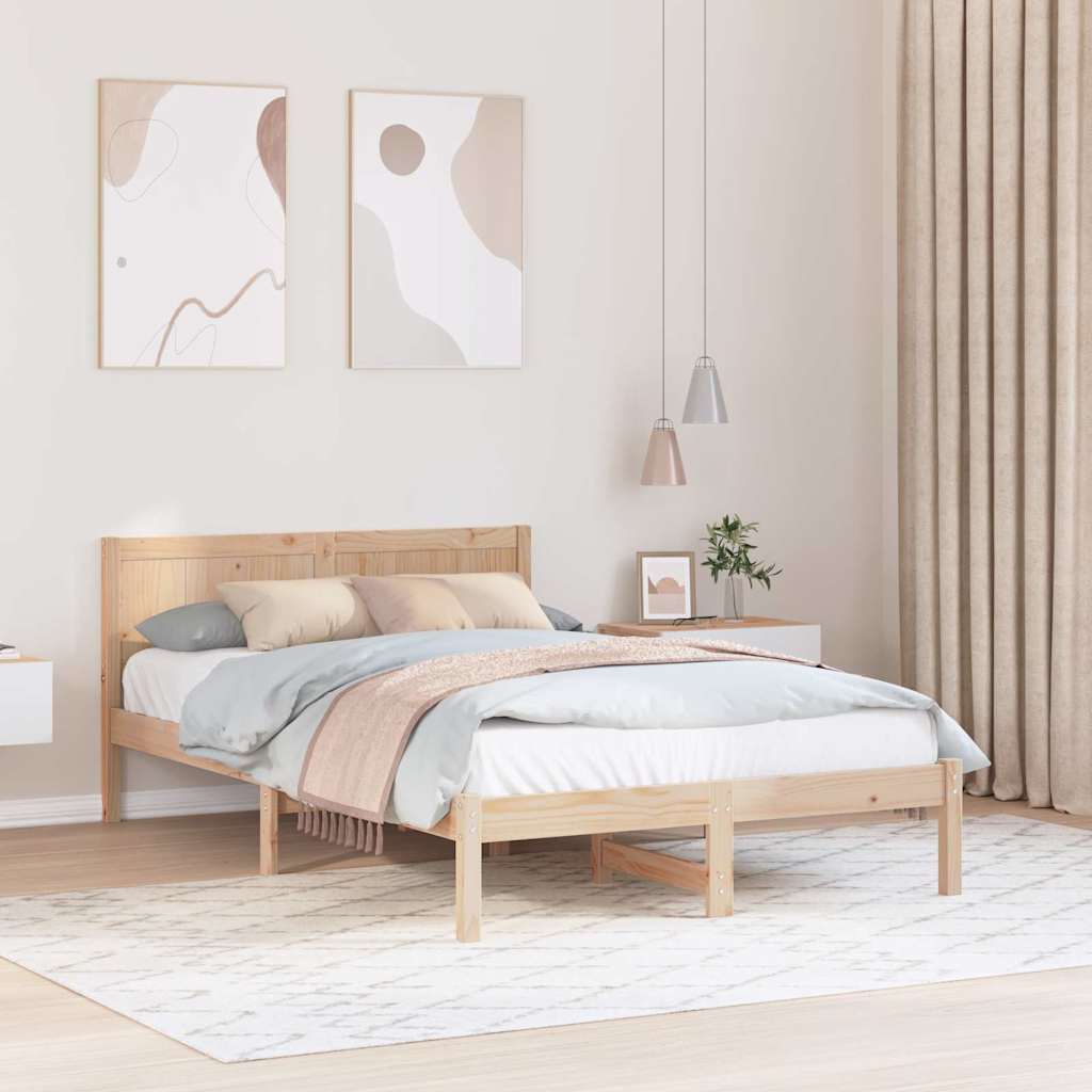 vidaXL Kiefernholz Bettgestell Natürlich Kiefernholz 135 x 190 cm