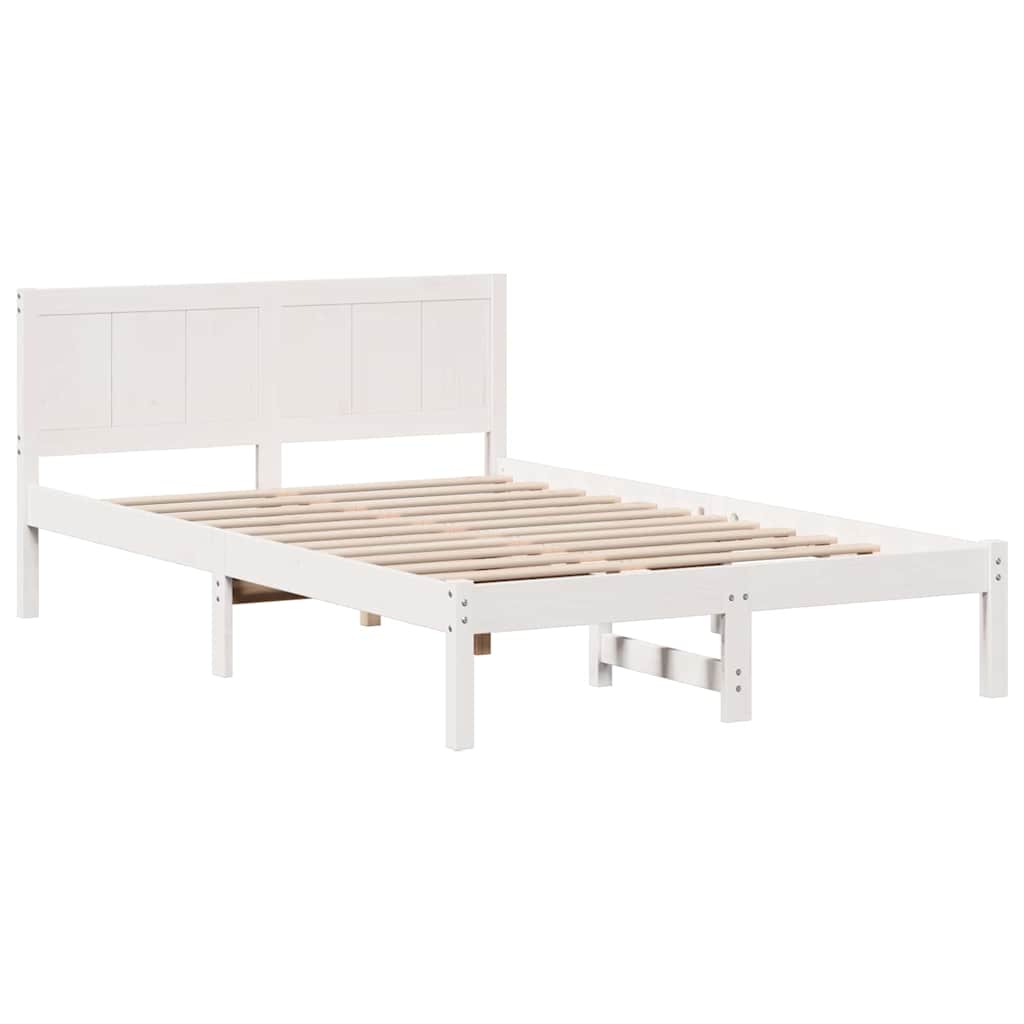  vidaXL Ágykeret Fehér 135 x 190 cm Tömör fenyőfa akciós termékkép 1