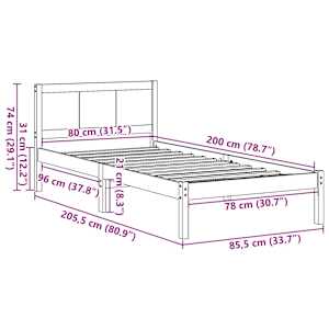 Rám postele Hnědá 80 x 200 cm Masivní borové dřevo - obrázek 10