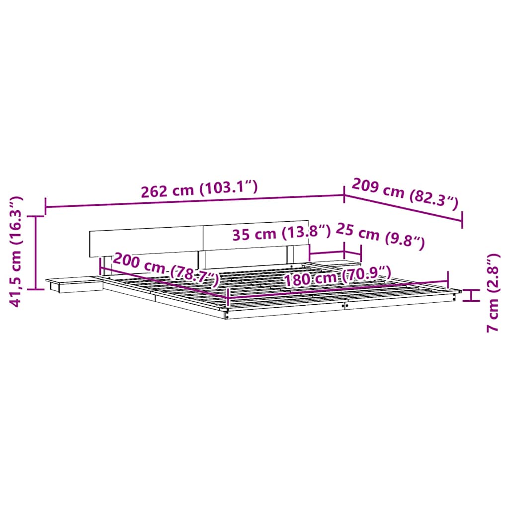 Sängyn runko Ruskea 6FT Super King Size Puu - Image 10