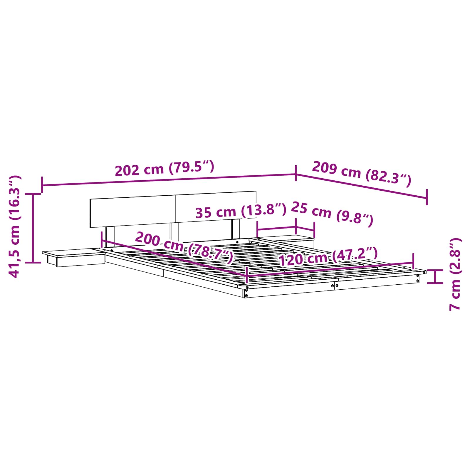 Voodi raam Pruun 120 x 200 cm puit 10 Kõik vajalik sinu aeda ja koju! Voodi raam Pruun 120 x 200 cm puit - Image 10
