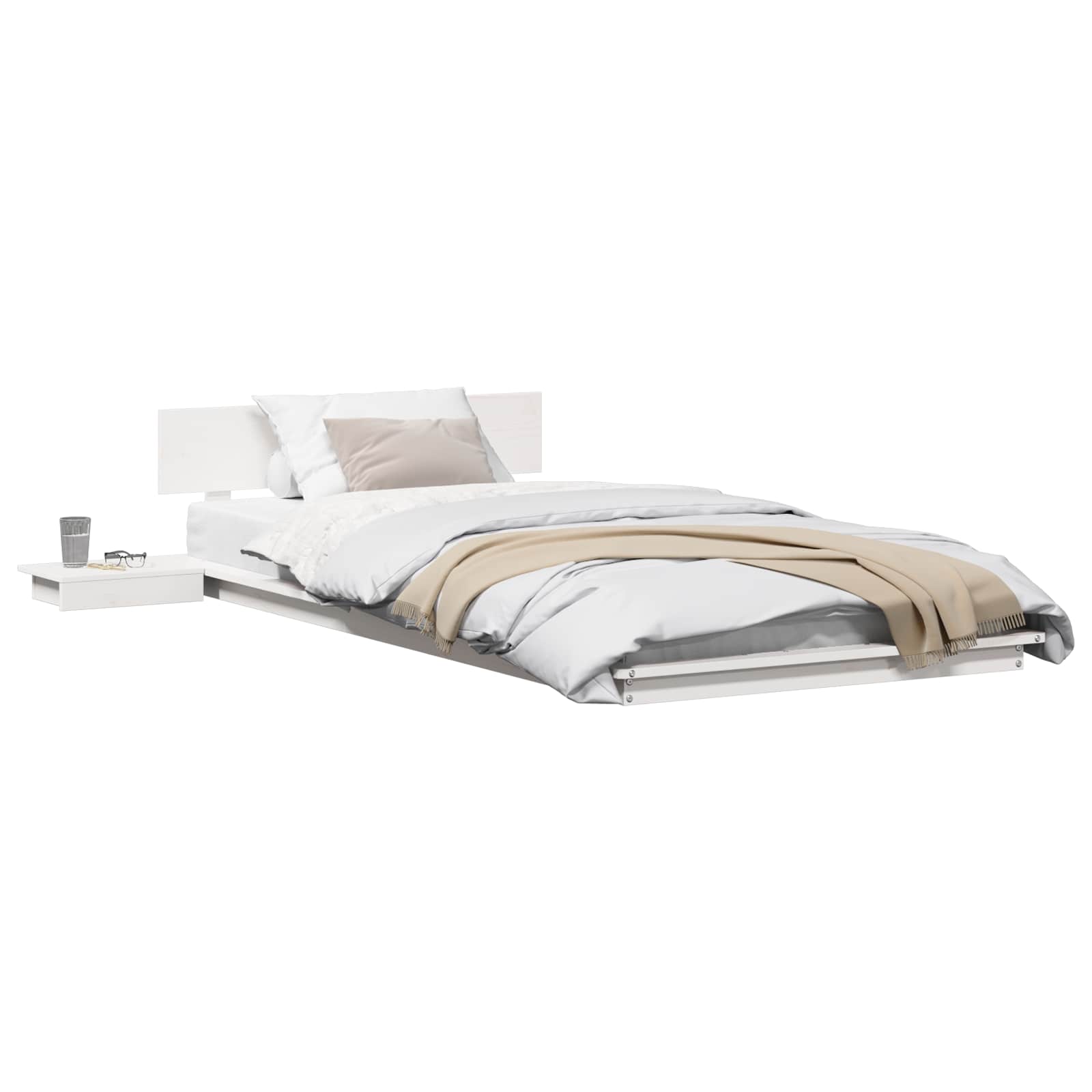 VidaXL Bedframe Met Hoofdeinde Met Opslag Wit 100 X 200 Cm Hout