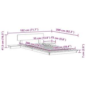 Rám postele s čelo s úložištěm Bílá 100 x 200 cm dřevo - obrázek 10