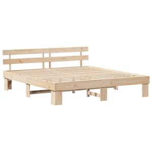 Rám postele s čelo Přírodní 200 x 200 cm Masivní borové dřevo - obrázek 4
