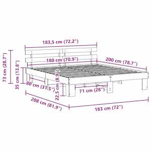 Rám postele s čelo Přírodní 180 x 200 cm Masivní borové dřevo - obrázek 10