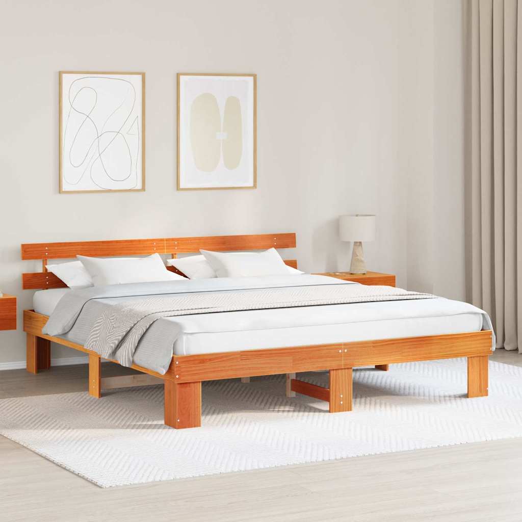 voodiraam peatoega pruun 180x200 cm sõlm puidust männin