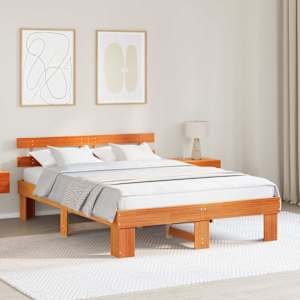 Konstrukcija postelje z vzglavjem Voskast rjav 160 x 200 cm