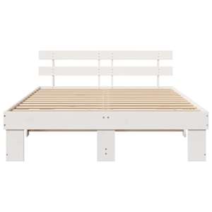 Rám postele s čelo Bílá 150 x 200 cm Masivní borové dřevo - obrázek 5