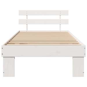 Rám postele s čelo Bílá 100 x 200 cm Masivní borové dřevo - obrázek 5
