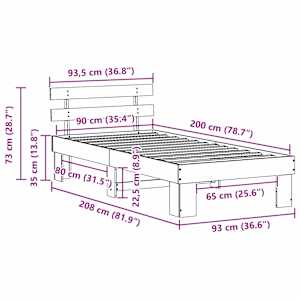 Rám postele Voskově hnědá 90 x 200 cm Masivní borové dřevo - obrázek 10