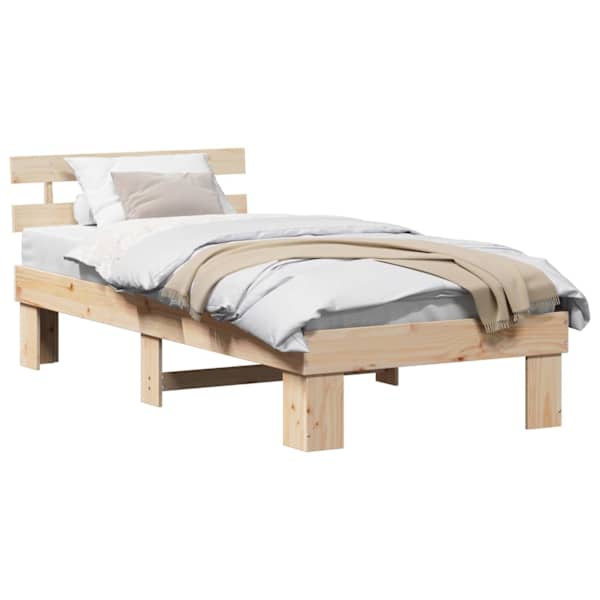 vidaXL Voodi raam peaga Neutraalne 75 x 190 cm Tahke m&auml;nd