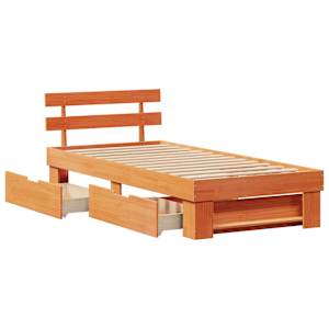 Rám postele Voskově hnědá 90 x 200 cm Masivní borové dřevo - obrázek 6