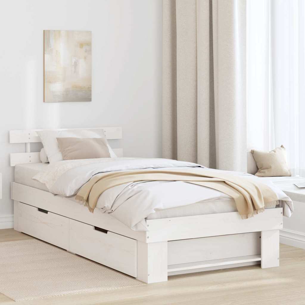 Voodi raam sahtliga peaga ladustamisega Valge 80 x 200 cm Tihe mänd