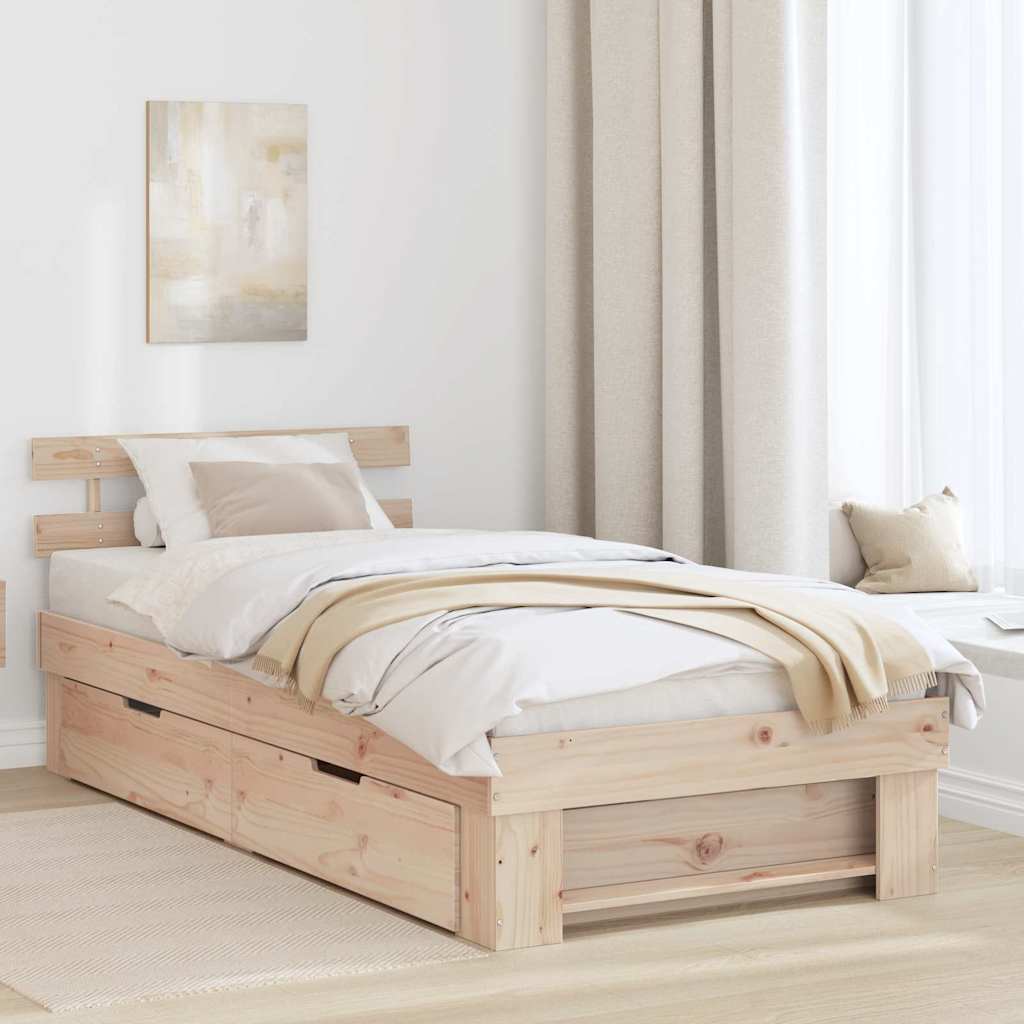 Voodi raam sahtliga peaga ladustamisega Pruun 90 x 190 cm Mänd