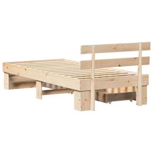 Rám postele s čelo Přírodní 90 x 190 cm Masivní borové dřevo - obrázek 10