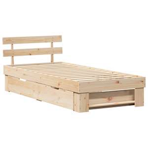 Rám postele s čelo Přírodní 75 x 190 cm Masivní borové dřevo - obrázek 5