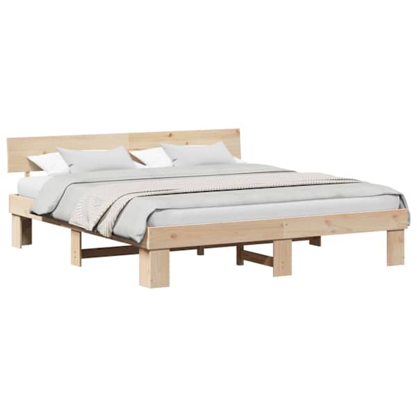vidaXL Voodi raam peaga Neutraalne 180 x 200 cm Tahke m&auml;nd