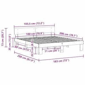 Rám postele s čelo Bílá 180 x 200 cm Masivní borové dřevo - obrázek 10