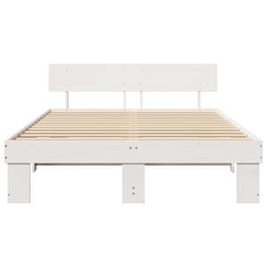 Rám postele s čelo Bílá 160 x 200 cm Masivní borové dřevo - obrázek 5