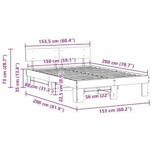 Rám postele s čelo Bílá 150 x 200 cm Masivní borové dřevo - obrázek 10