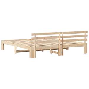 Rám postele s čelo Přírodní 200 x 200 cm Masivní borové dřevo - obrázek 7