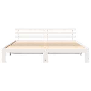 Rám postele s čelo Bílá 200 x 200 cm Masivní borové dřevo - obrázek 5