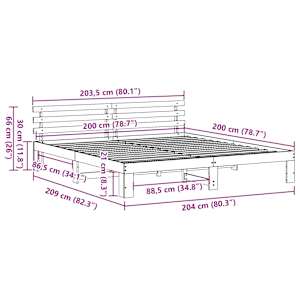 Rám postele s čelo Bílá 200 x 200 cm Masivní borové dřevo - obrázek 10