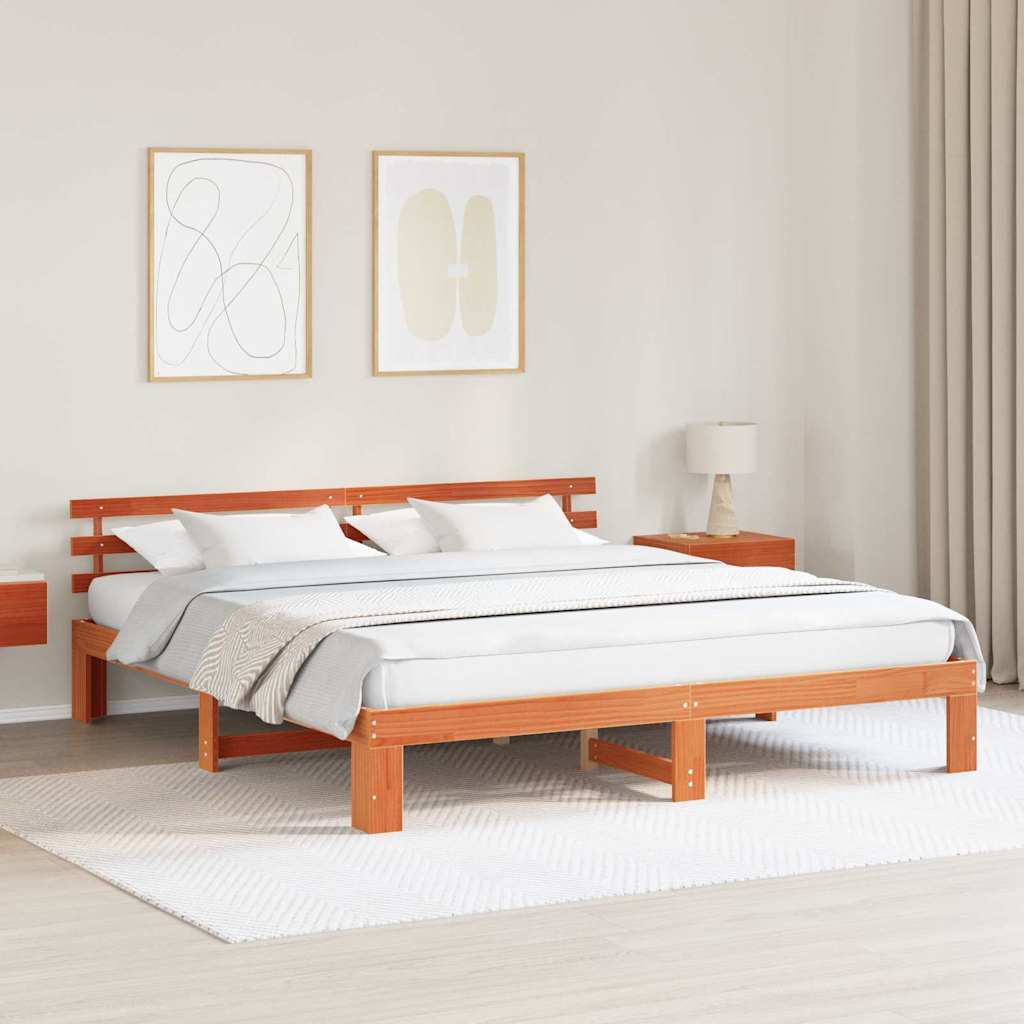 Männipuidust voodiraam Vahatatud pruun Massiivne puit 200 x 200 cm
