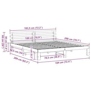 Rám postele s čelo Přírodní 180 x 200 cm Masivní borové dřevo - obrázek 10