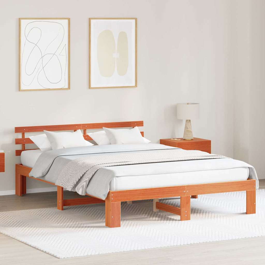 Männipuu voodilood Vahatatud pruun Massiivne puit 150 x 200 cm